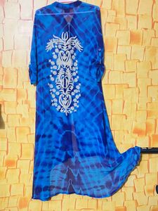 Blue Tie-Dye Embroidered Tunic