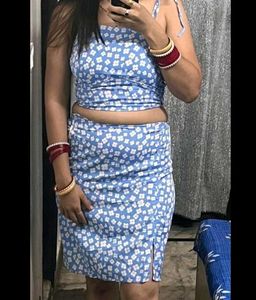 Blue Flower Print Dress