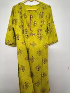 Yellow Embellished Kurta