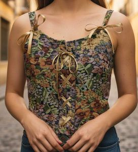 Floral Tapestry Corset Top