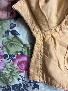 Not  Used Gold Self Embroidery Blouse