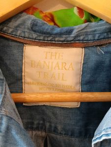 The Banjara Trail Denim Bandhni Mirror Work Shirt