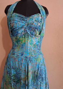 Vintage Blue Halter Dress