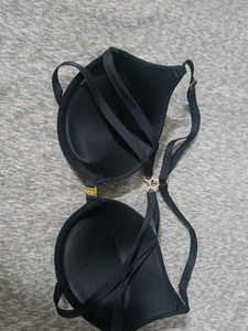 Black Front Hook Bra With Panty