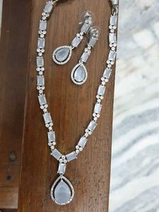 Silver Drop Necklace &amp; Earrings