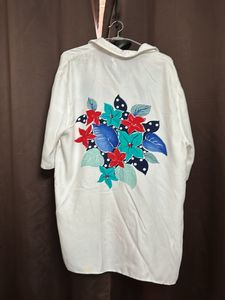 Oversized White Printed Shirt
