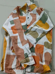 Abstract Pattern Shirt with cute strap top