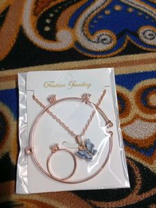 Rose Gold Butterfly Jewelry Set