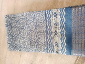 Blue Patterned Saree (Blue With White)new