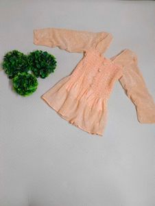 Peach Smocked Peplum Top