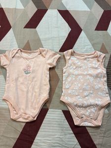 2-Pack Peach Floral Baby Bodysuits