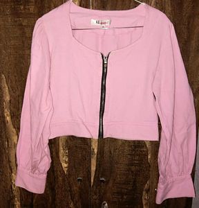 Pink Zip-Up Crop Jacket