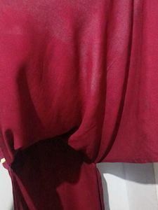 Maroon Floral Print Front Slit Kurta