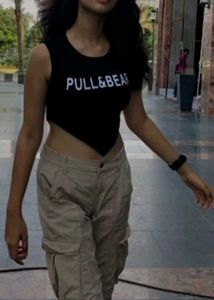 V Cut Waist Crop Top