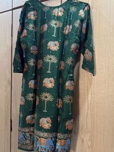 Green Elephant Print Kurti