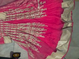 Pink &amp; Gold Embroidered Anarkali