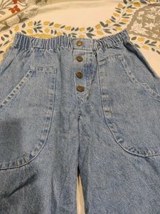 Wide Leg Denim Pants with flaw