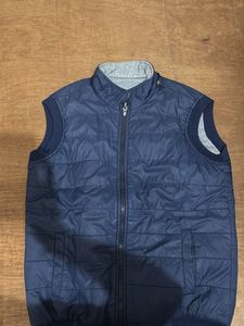 Navy Blue Sleeveless Jacket