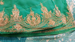 Green &amp; Gold Embroidered Sari