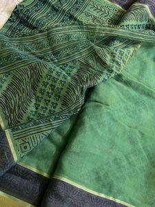 Green Printed Saree