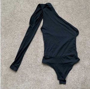 Asymmetric Black Bodysuit