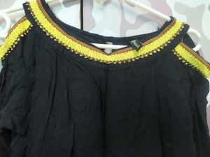 Black Cold Shoulder Top