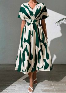 Abstract Print Midi Dress