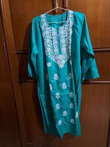 Elegant Teal Embroidered Kurti