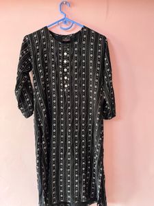 Mustard Embroidered Kurta With Free Black Top
