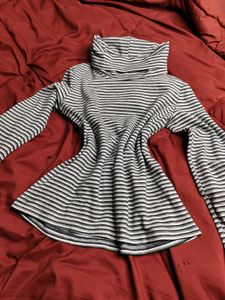Striped Funnel Neck Top