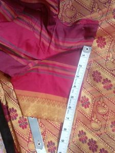Maroon &amp; Gold Patterned Saree