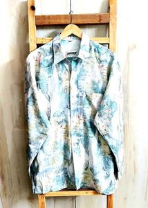Sea Green Printed Shirt Size-46