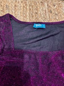 Sparkly Purple Puff Sleeve Top