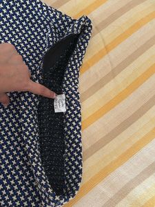 Navy &amp; White Patterned Pencil Skirt