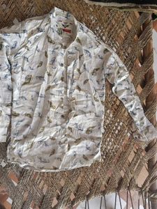 Leaf Print Button-Down Shirt