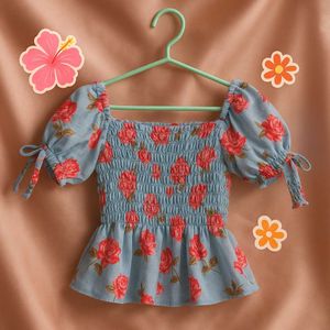 Floral Print Smocked Top