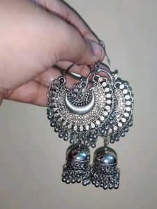 2 Pair Oxidised Jhumka