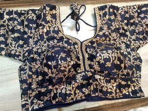 Elegant Blue &amp; Gold Blouse