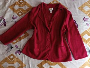 Talbots Red Button-Down Blazer