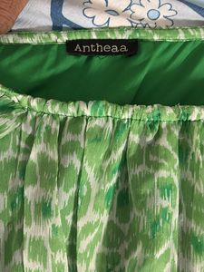 Green Sheer Puff Sleeve Dress