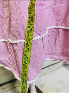Pink colour self embroidery, Kurta frock