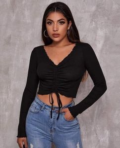 Chic Black Long Sleeve Crop Top