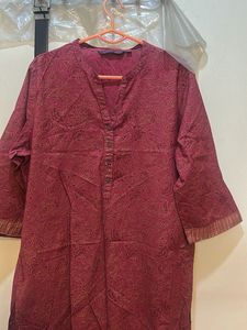 Maroon Print Kurta