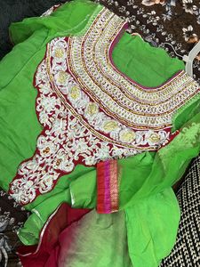 Beautiful Green Heavy Party Wear Suit