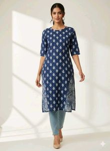 Blue Kurti printed