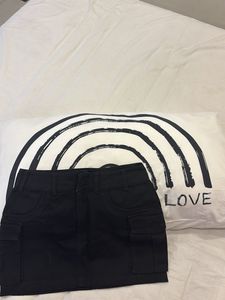 Black Cargo Mini Skirt
