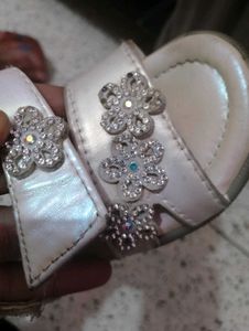 Girls White Sandals with Flower Detail