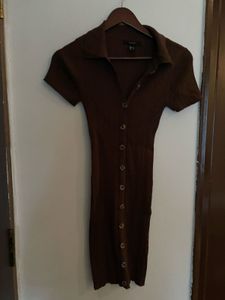 Forever 21 Brown Ribbed Mini Dress
