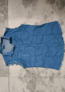 Denim Ki Cut Sleeves Shirt Bahut Sundr Lgti H