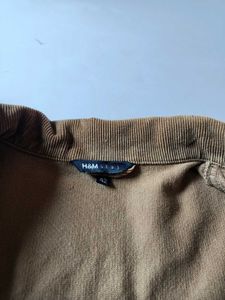 H&amp;M Women Brown Corduroy Trucker Jacket Si